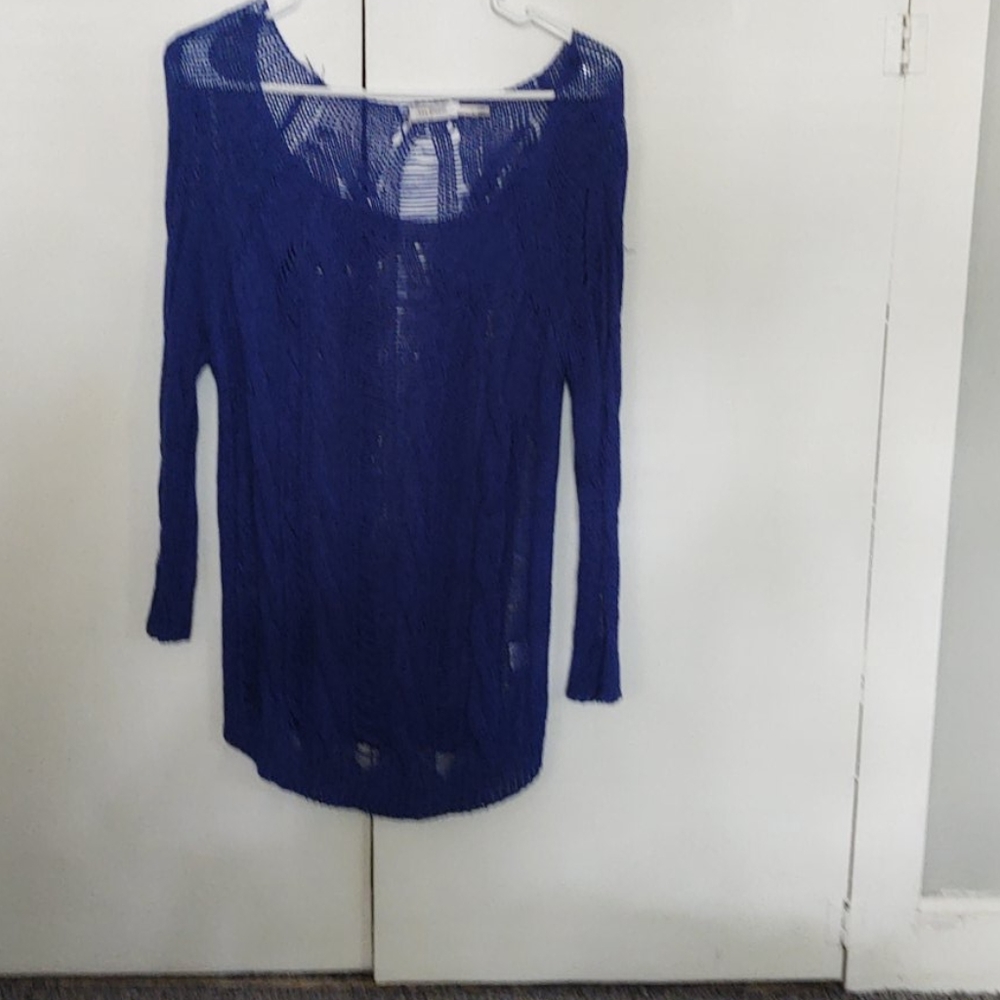 Blue distressed sweater